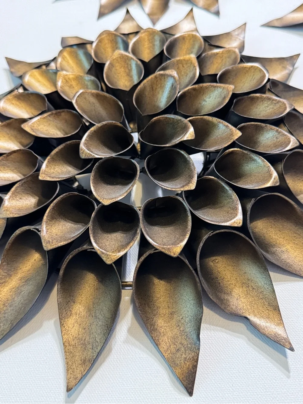 MCM 3 Vintage Metal bronze Tone Lotus Flower, Wall Sculpture 10” 11” 13” Round